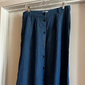 & Other Stories Chambray Button Front Knee Length Kirt